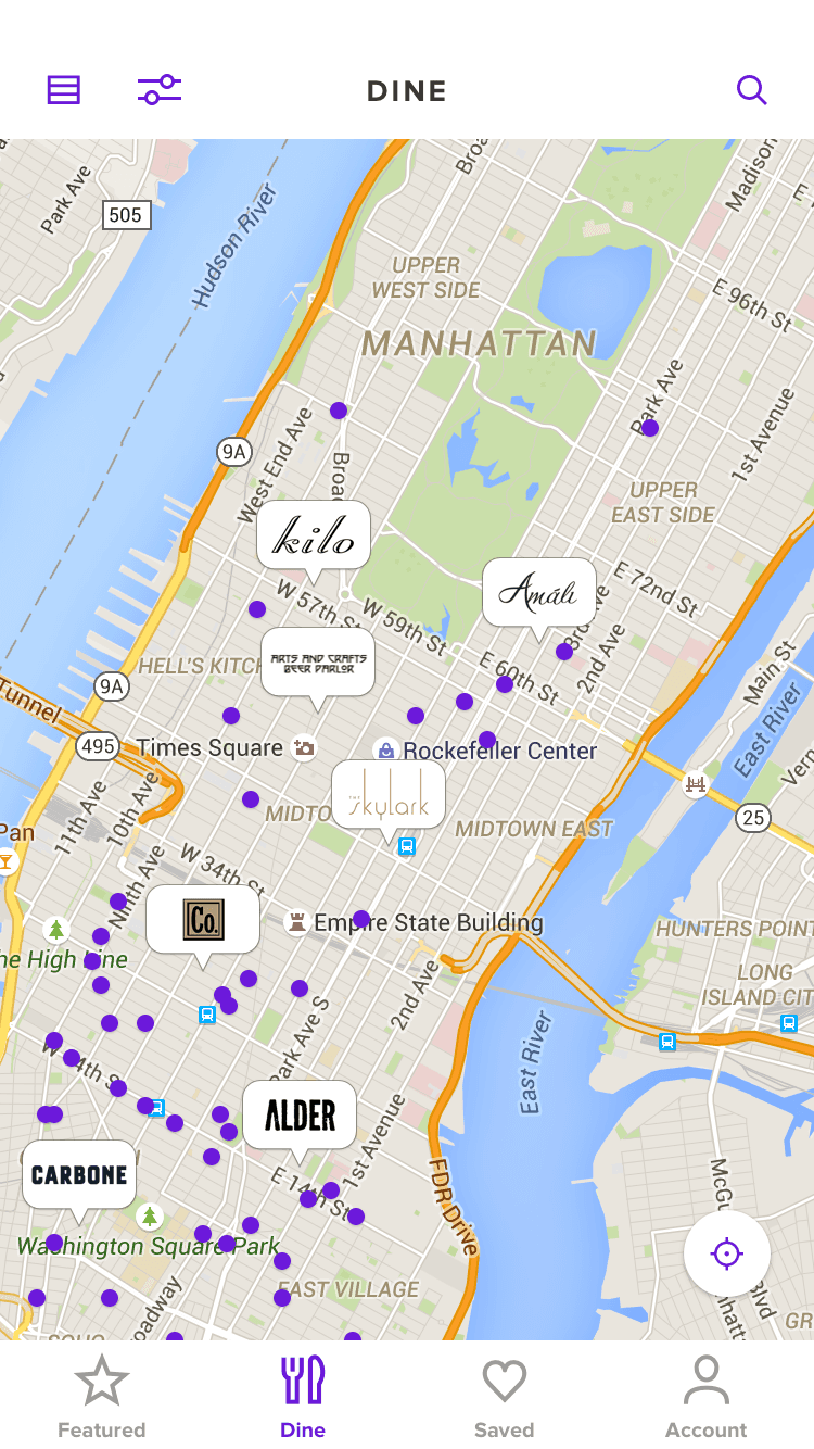 Screenshot of a Cover 2.0's map view