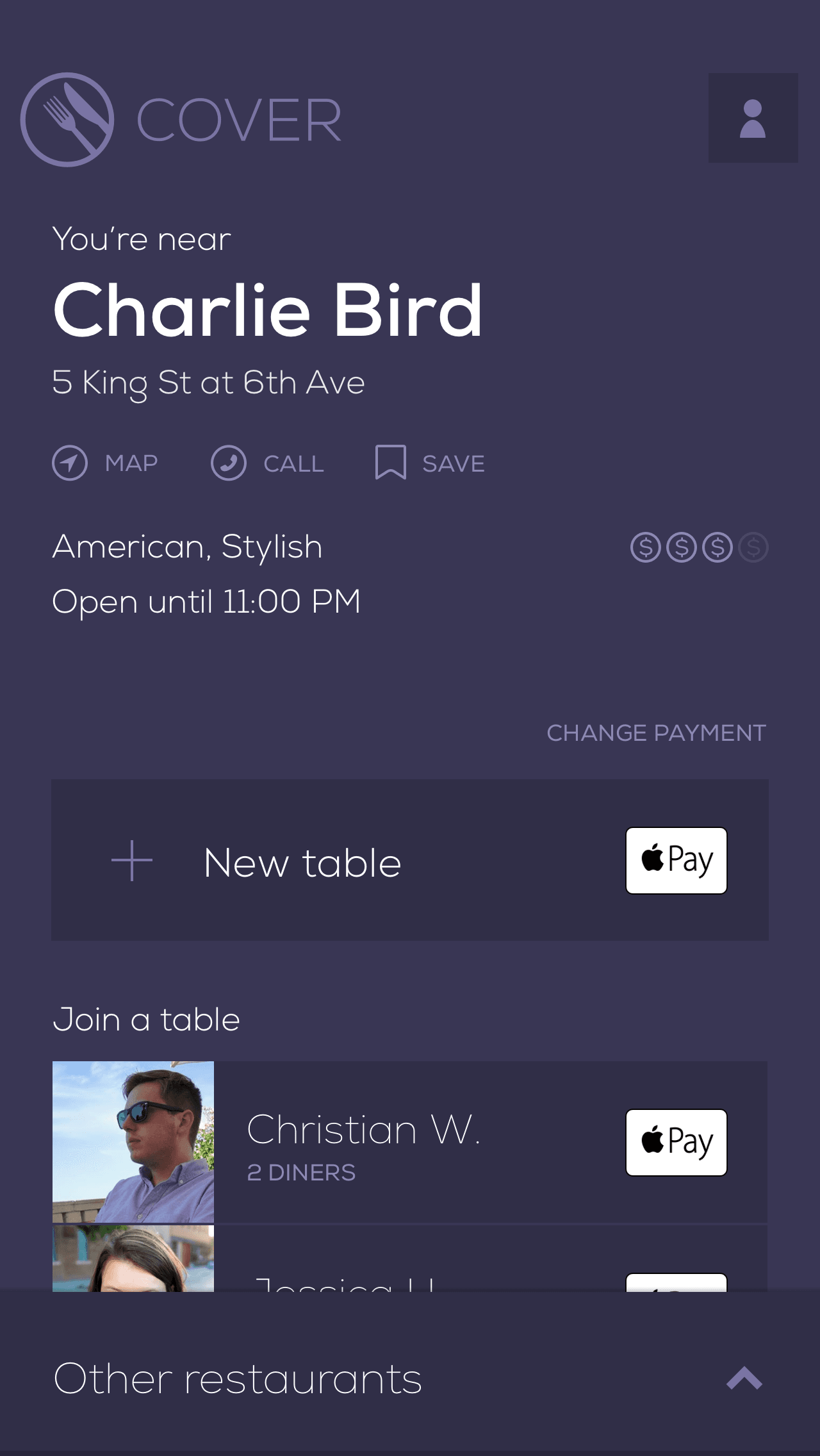 Screenshot of joining a friend's table in Cover 1.0