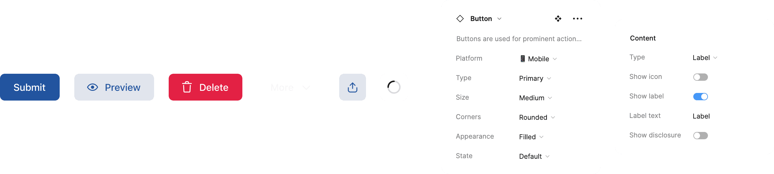 Examples of the button component
