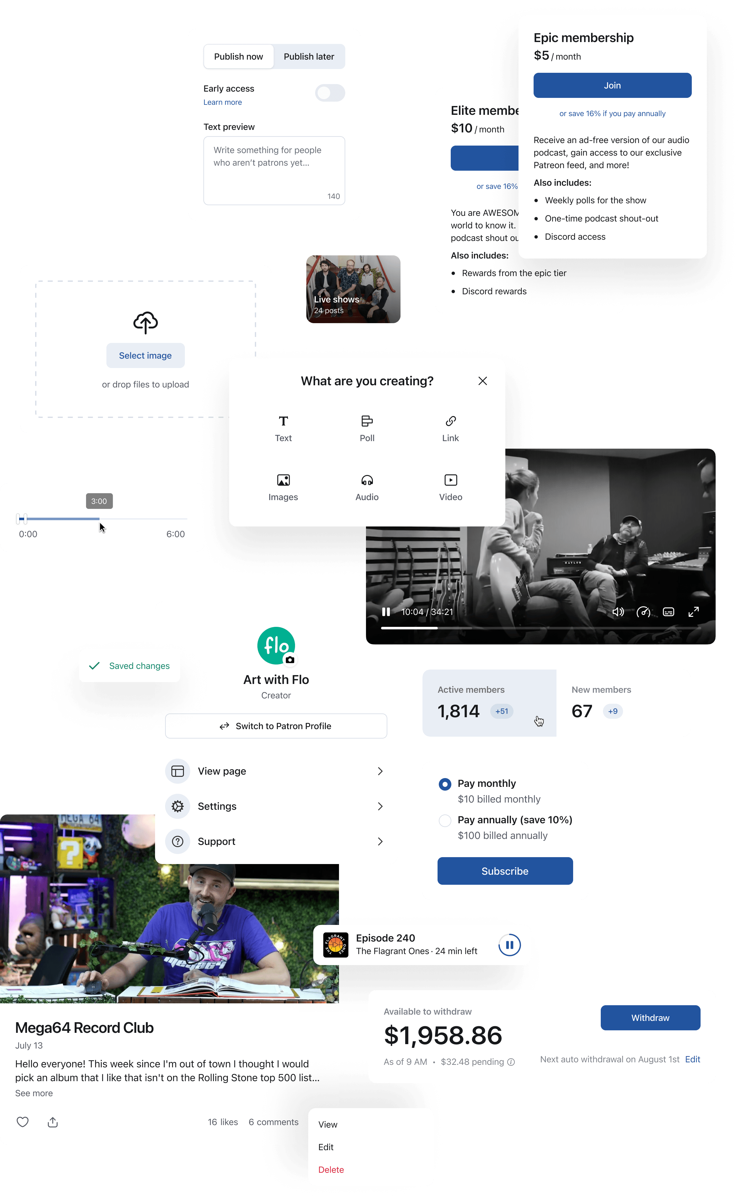 A collage of design system components