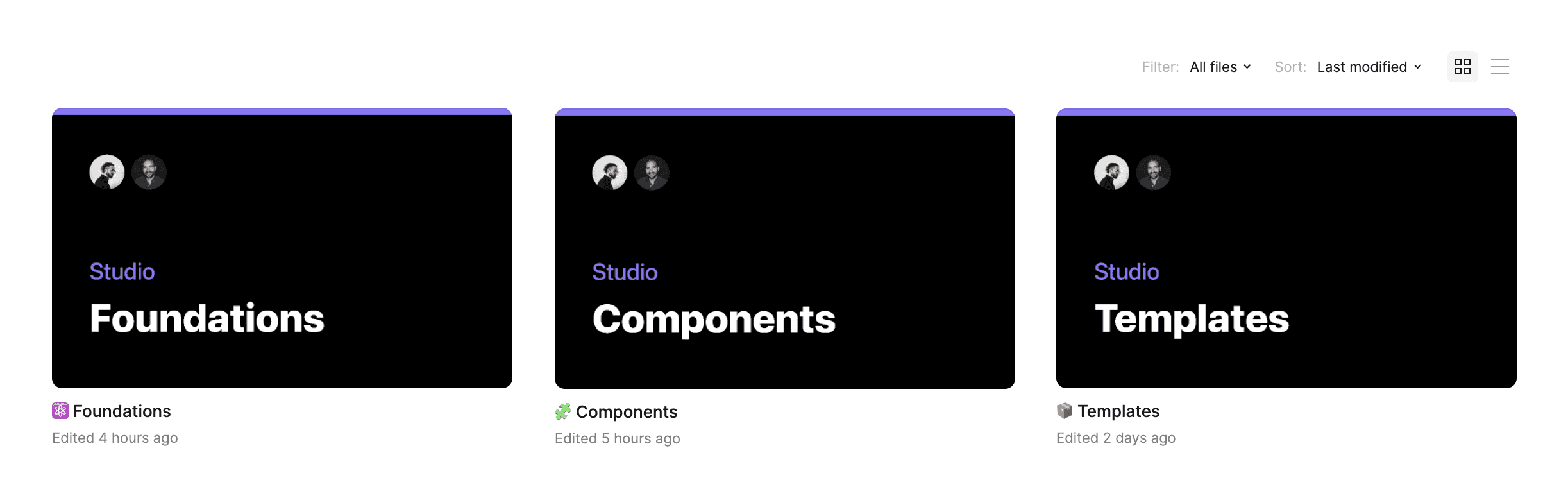 Screenshot of Figma files