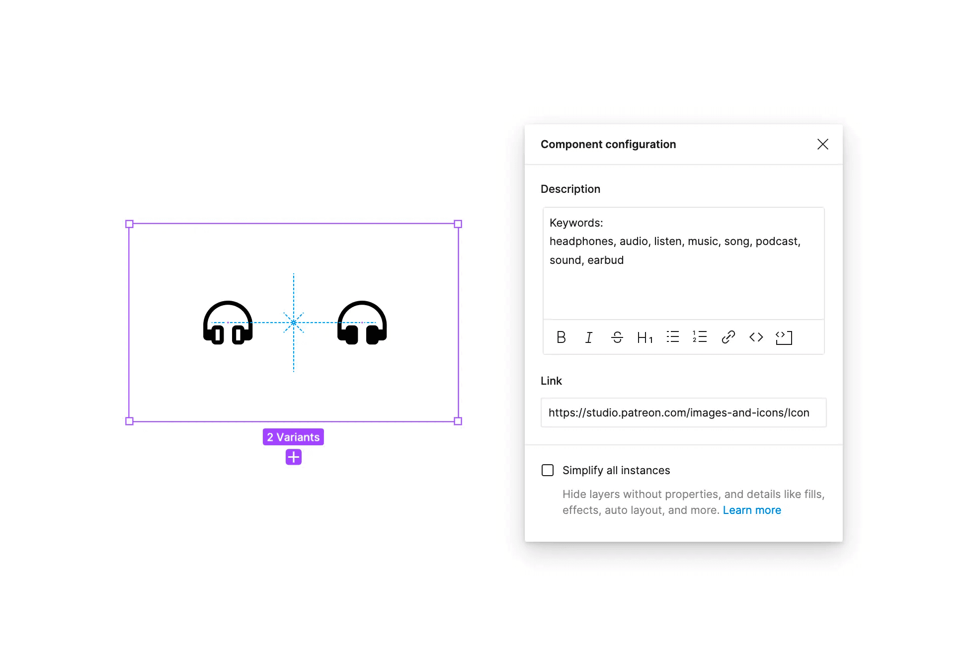 Screenshot of an individual icon component