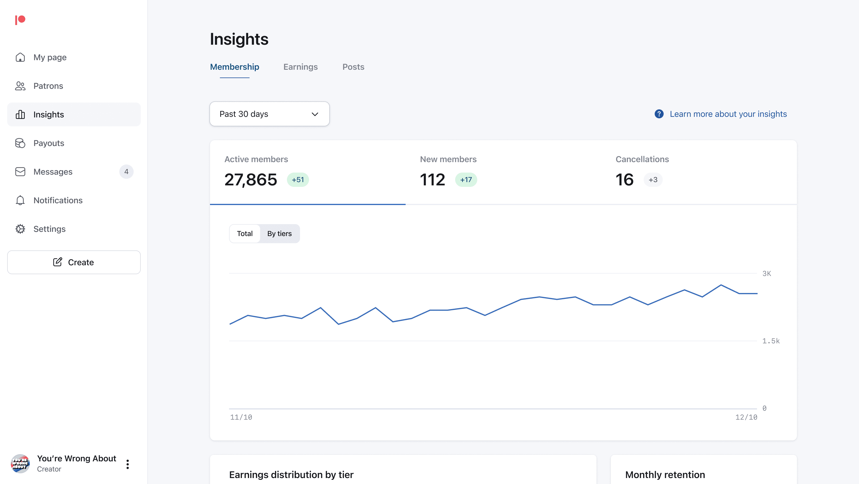 Screenshot of creator insights