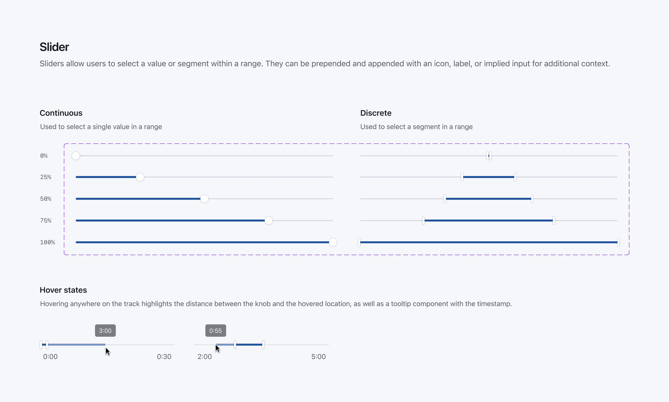 Screenshot of the slider component