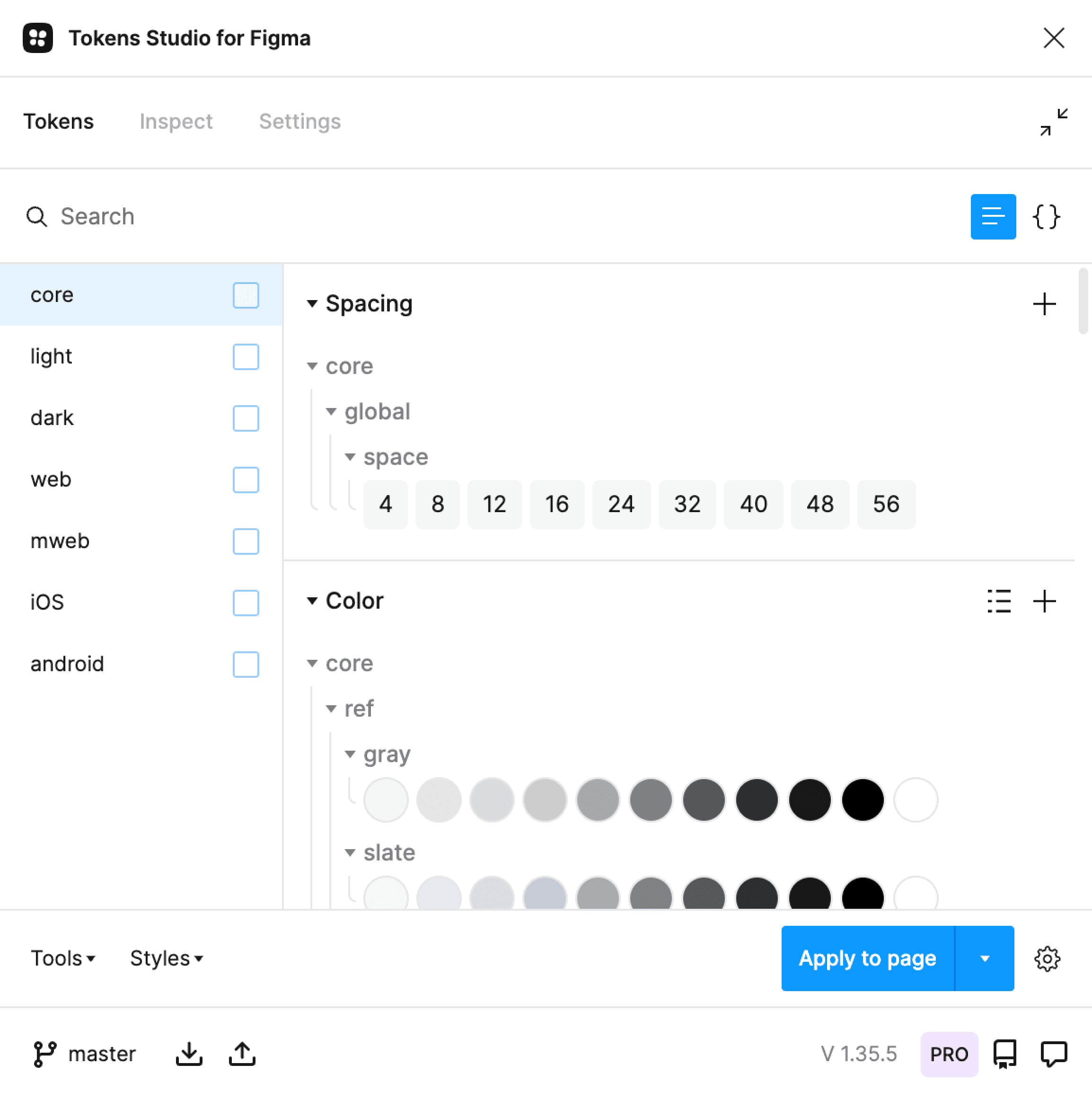 Screenshot of Tokens Studio