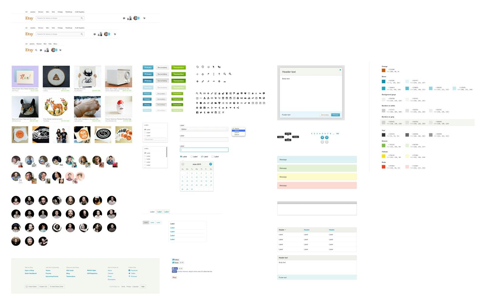 A screenshot of Etsy.com's design components in Sketch