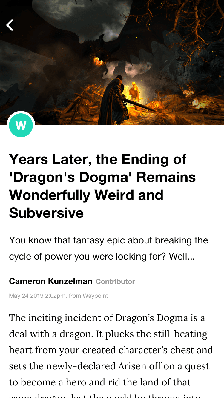 An article on VICE's iOS app