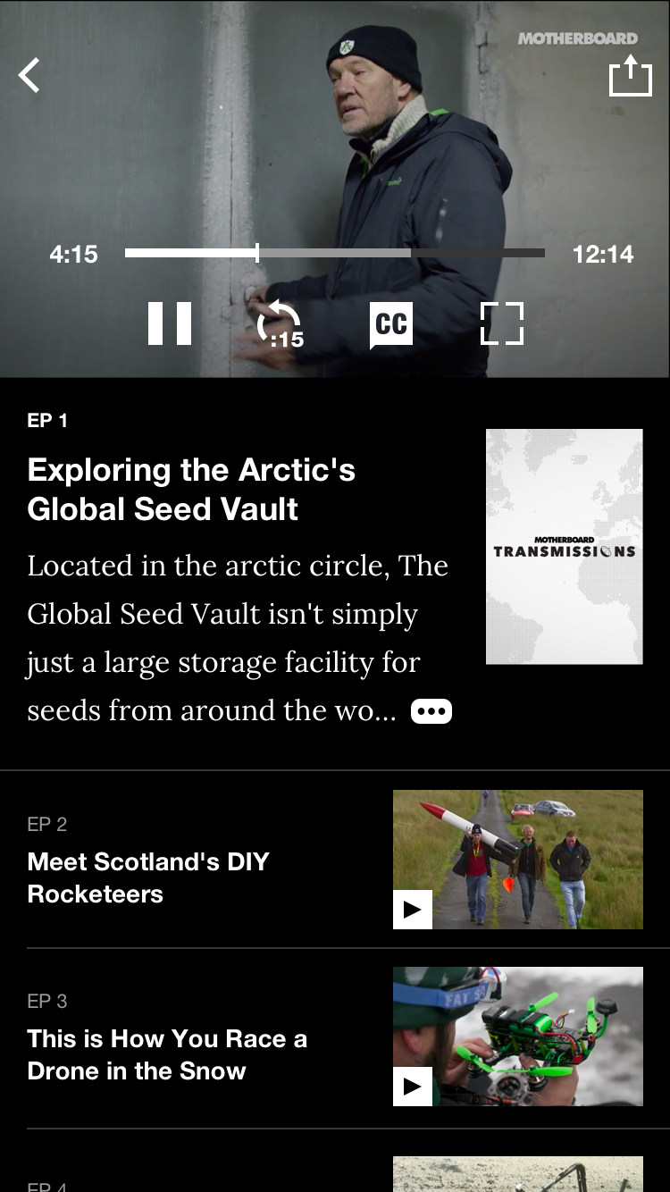 A video on VICE's iOS app