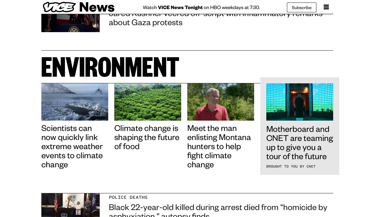 A collection on VICE News's homepage