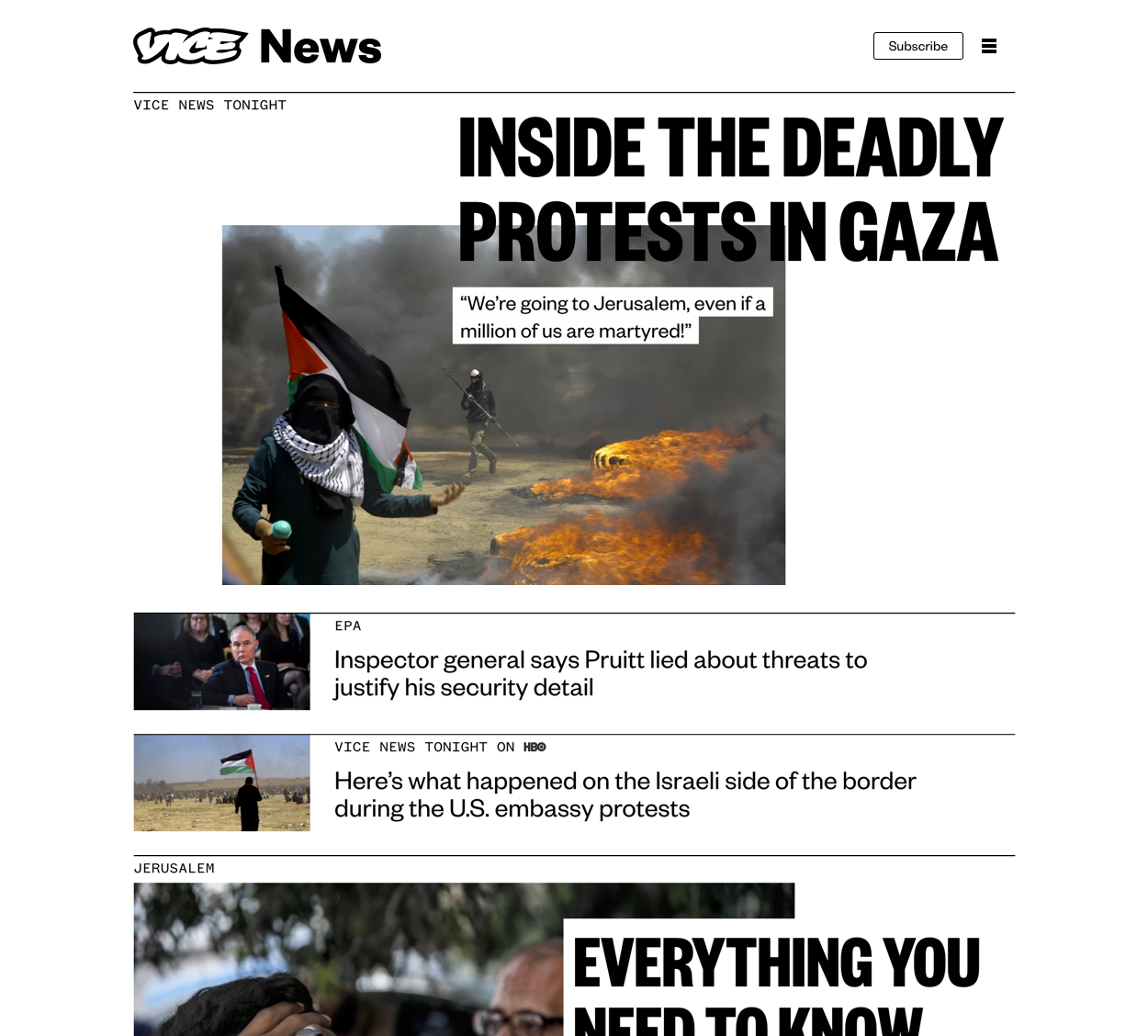 VICE News's homepage