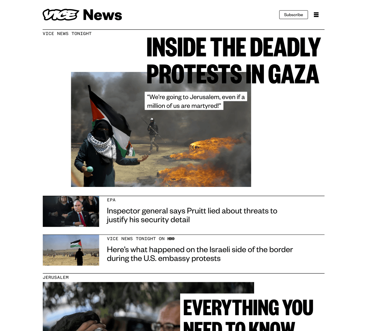 VICE News's homepage