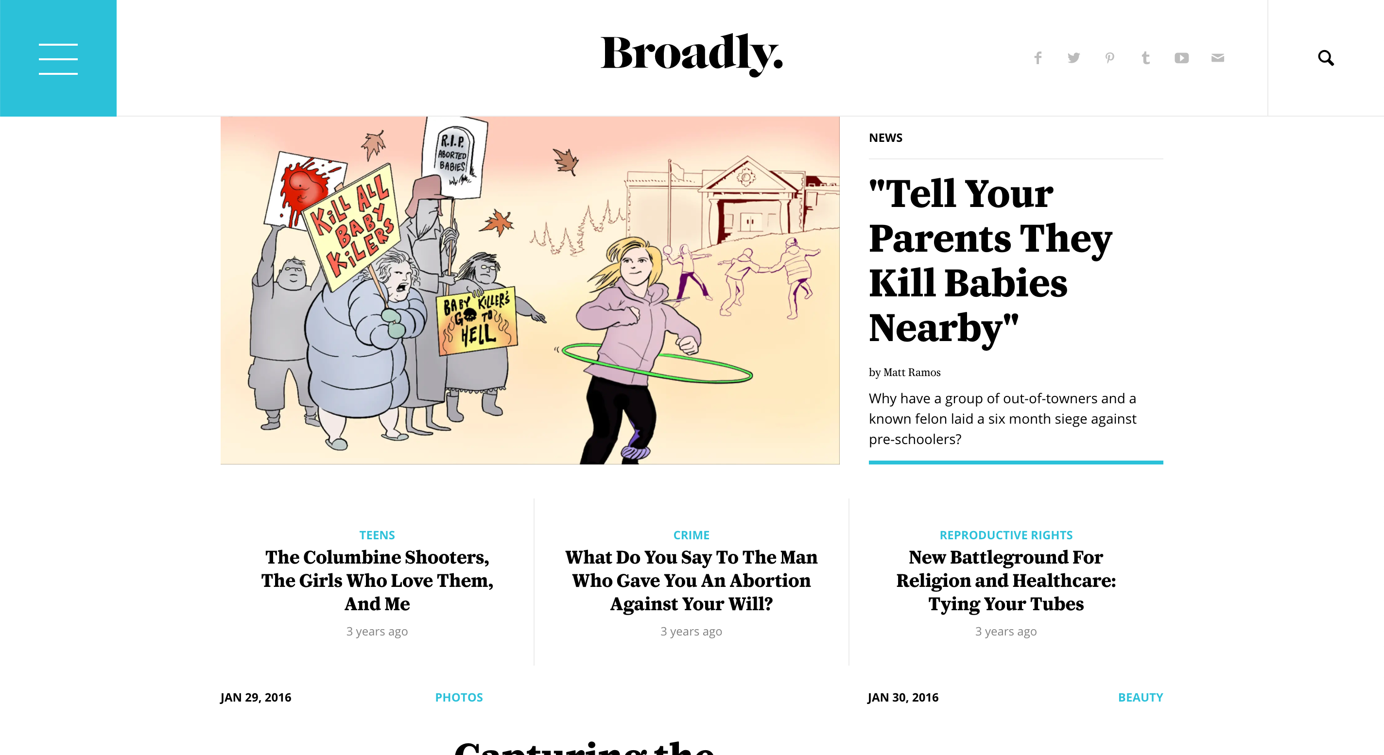 Broadly's homepage in 2016