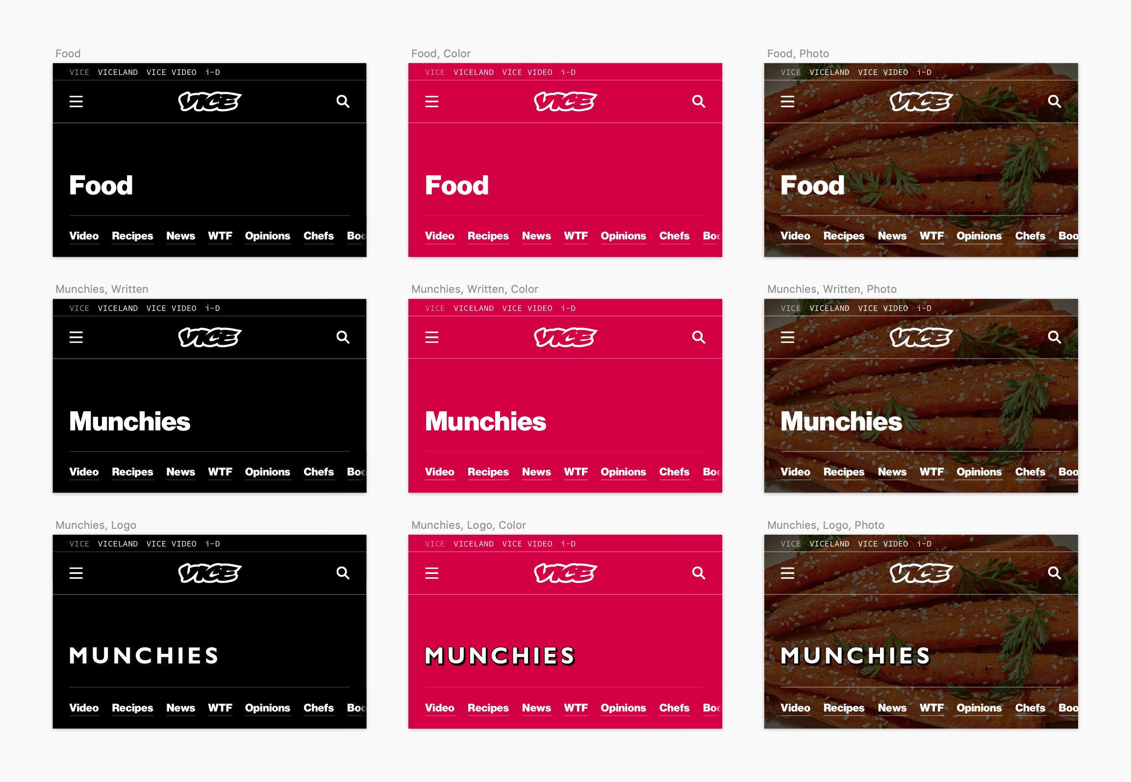 Section branding alternatives for Munchies