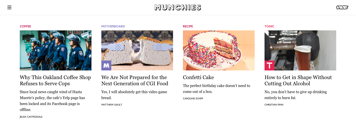 Linkouts on the Munchies homepage