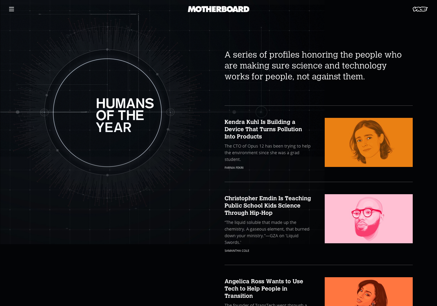 Humans of the Year, a series on Motherboard