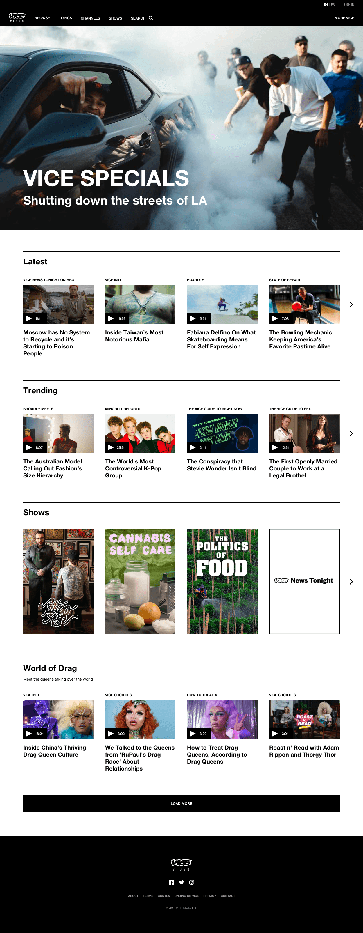 VICE Video's homepage